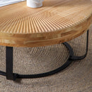Modern Round Coffee Table With Wooden Carving Pattern