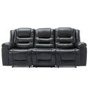 3 Seater Home Theater Recliner Manual Recliner Chair With Two Built-In Cup Holders For Living Room