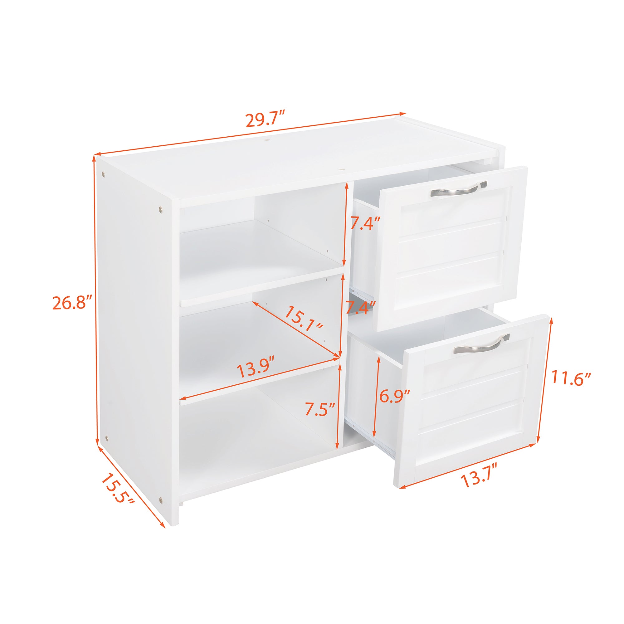 Low Twin Size Loft Bed with Cabinets, Shelves and Slide - White(OLD SKU :LP000503AAK) - Atlantic Fine Furniture Melbourne FL