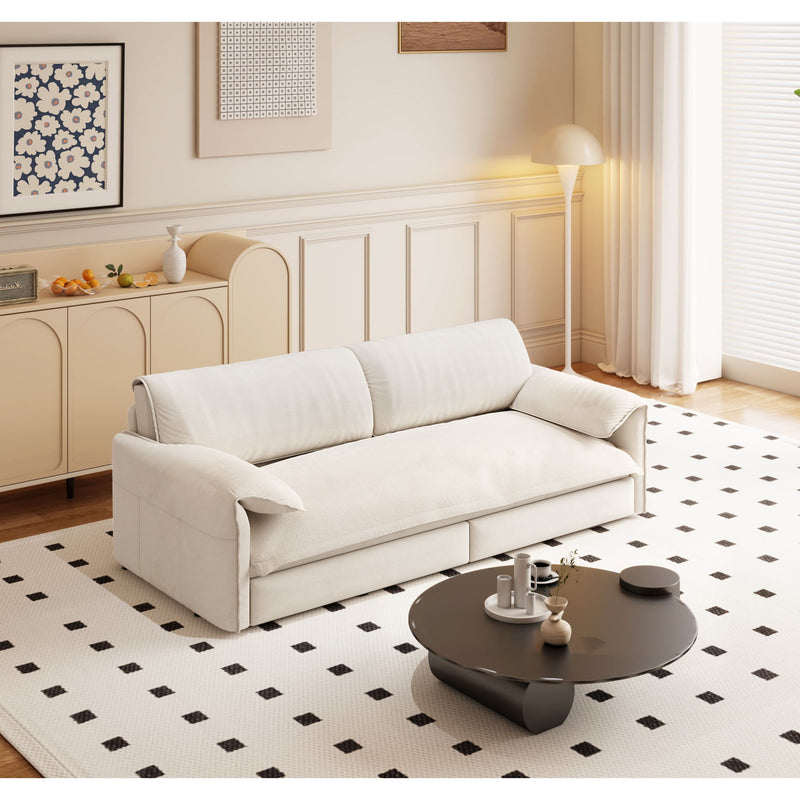 Queen Pull Out Sofa Bed, 3 In 1 Convertible Sleeper Sofa With Side Storage For Living Room - Beige