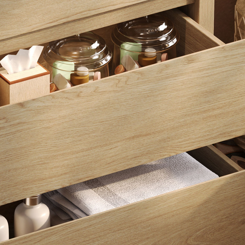 Freestanding Bathroom Vanity With Ceramic Sink, 2 Full Extension Drawers