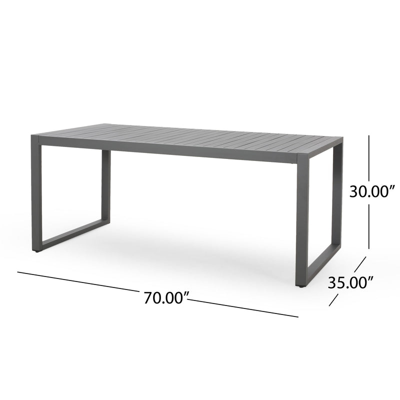 Modern Outdoor Aluminum Rectangular Dining Table With Slatted Top