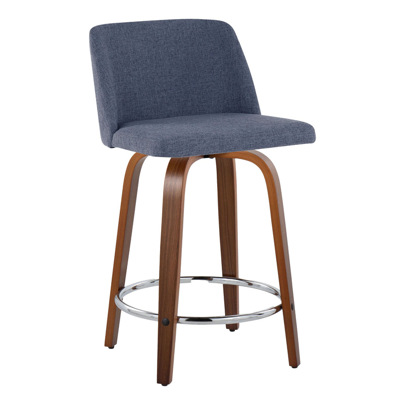 Toriano - Mid Century Modern Fixed Height Counter Stool With Swivel With Round Footrest (Set of 2)