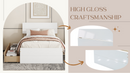 Modern Twin Bed Frame With 2 Drawers For White High Gloss Headboard and Footboard With Light Oak Color