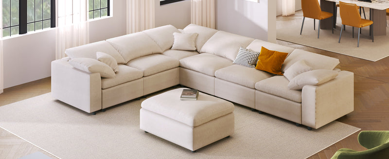 U_Style Oversized Modular Sectional Sofa with Ottoman L Shaped Corner Sectional for Living Room, Office, Spacious Space