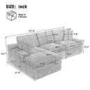 Cloud Sectional Sofa With Double Layer Cushion And Side Pockets, Free-Combined
