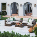 Elegant 4 Person Wicker Patio Seating Set With Cushions And Glass Top Table