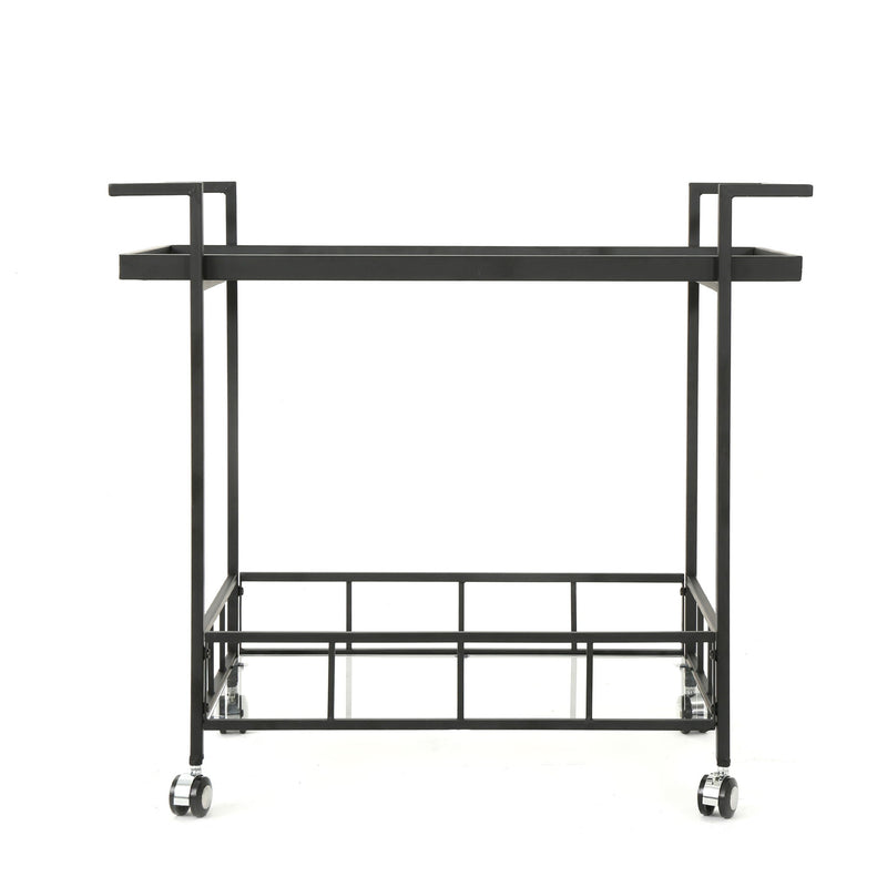 2 Tier Bar Cart, Utility Cart, Rolling Serving Cart, Kitchen Cart With Storage Shelves - Black