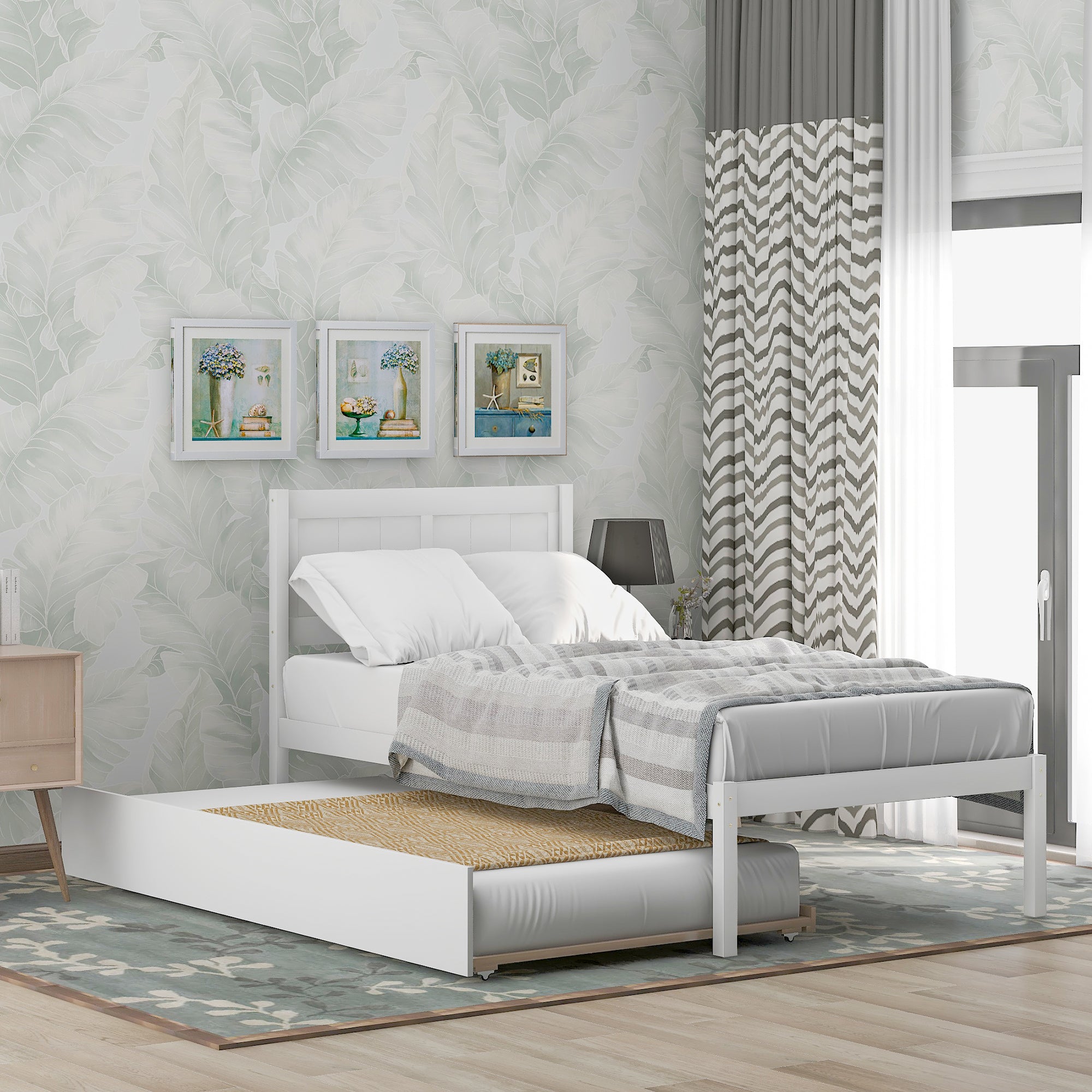 Twin size Platform Bed Wood Platform Bed with Trundle - Atlantic Fine Furniture Melbourne FL