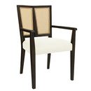 Mid Century Modern Arm Dining Chair Set With Rattan Backrest