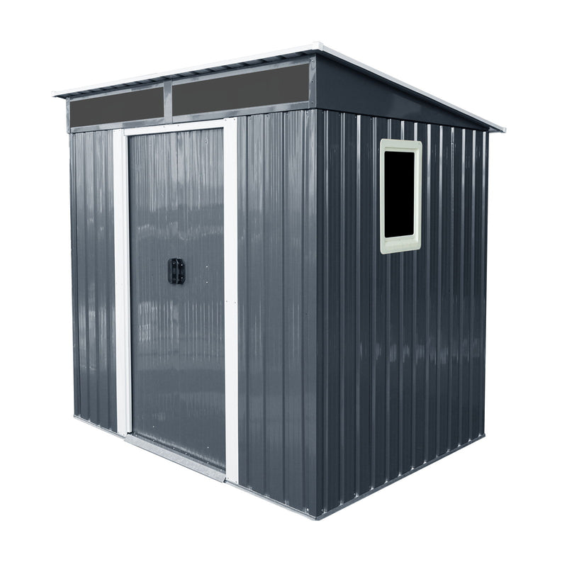 Outdoor Metal Storage Shed With Window And Transparent Plate For Garden, Lawn