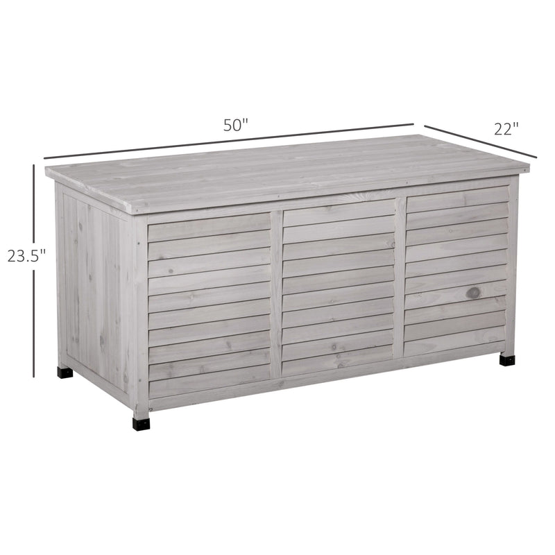 Outsunny - 75 Gallon Wooden Deck Box, Outdoor Storage Container With Aerating Gap & Weather-Fighting Finish - Gray