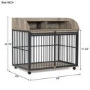 Heavy Duty Dog Crate Furniture For Medium Dog With Lockable Wheels, Wooden Dog Crate Dog Kennel, End Table Crate With Double Layer Storage