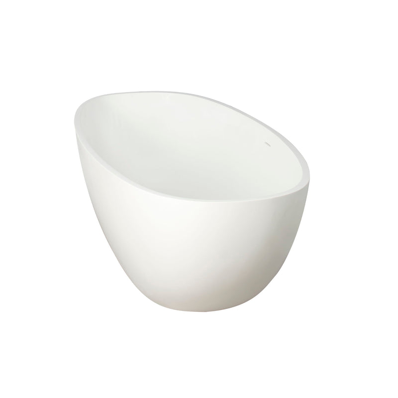 65.2" Freestanding Solid Surface Soaking Bathtub For Bathroom - Matte White