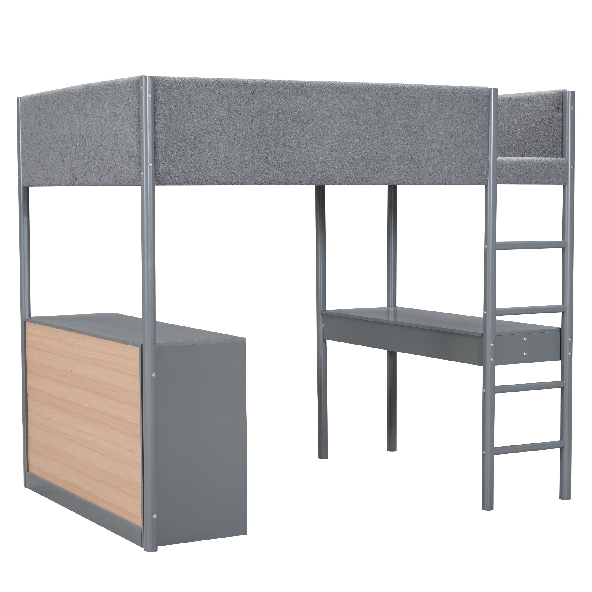 Full Size Teddy FleeceLoft Bed Wood Bed, Gray - Atlantic Fine Furniture Melbourne FL