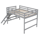 Full Loft Bed with Platform,ladder,Grey