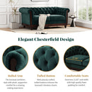 Chesterfield Velvet Loveseat Sofa, 2 Person Rolled Arm Upholstered Couch
