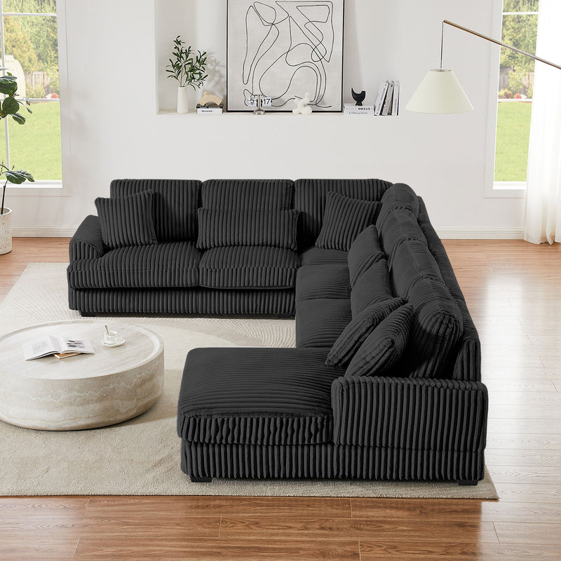 Oversized Sectional Sofa U - Shaped Sofa Couch Modern Sofa Upholstered In Soft Corduroy With A Chaise Lounge For Living Room