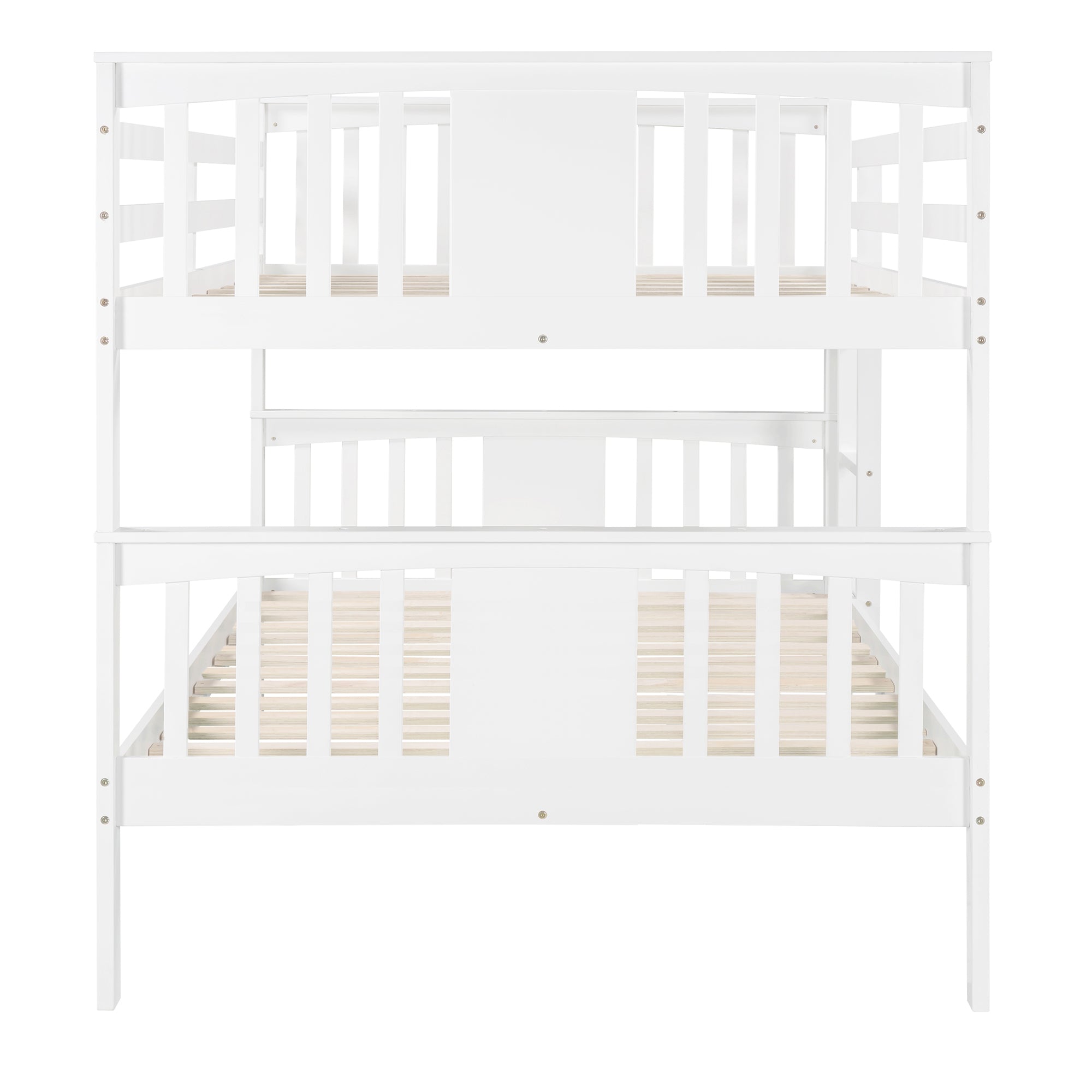 Full over Full Bunk Bed with Ladder for Bedroom, Guest Room Furniture-White(OLD SKU :LP000203AAK)