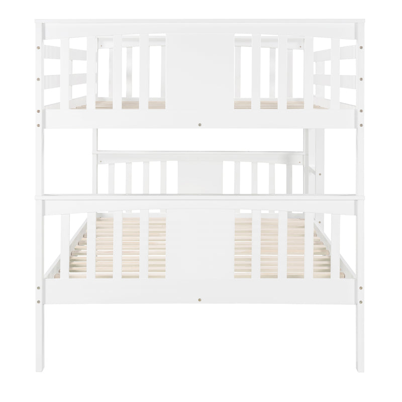 Full over Full Bunk Bed with Ladder for Bedroom, Guest Room Furniture-White(OLD SKU :LP000203AAK)
