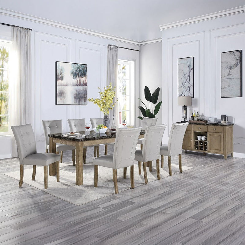 Charnell - Dining Table - Marble & Oak Finish - Atlantic Fine Furniture Inc