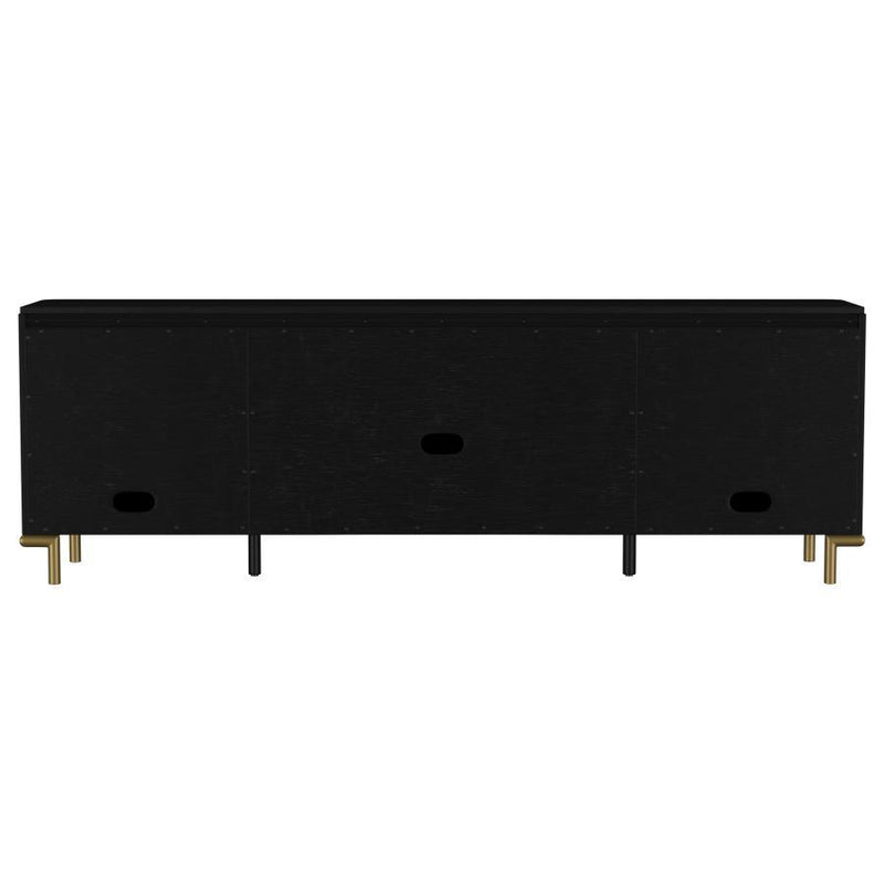 Arini - Rattan Cane 2-Door TV Stand Media Console - Black