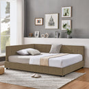Upholstered Bed Frame With Tufted Backrest And Armrests