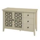Hollowed Out Cabinet With 2 Door 3 Drawers, American Furniture, Suitable For Bedroom, Living Room, Study - Natural