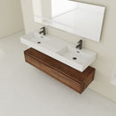 Contemporary Wall Mounted Bathroom Vanity With Dual Resin Sink And Soft Close Drawer