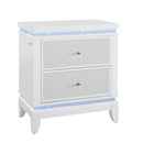 Adalid - Nightstand With Glittered Drawer Front And LED Lighting - White