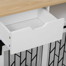 Modern Style 2 In 1 Pet Friendly Dog Crate Kitchen Island End Table Metal Pine - Natural / White