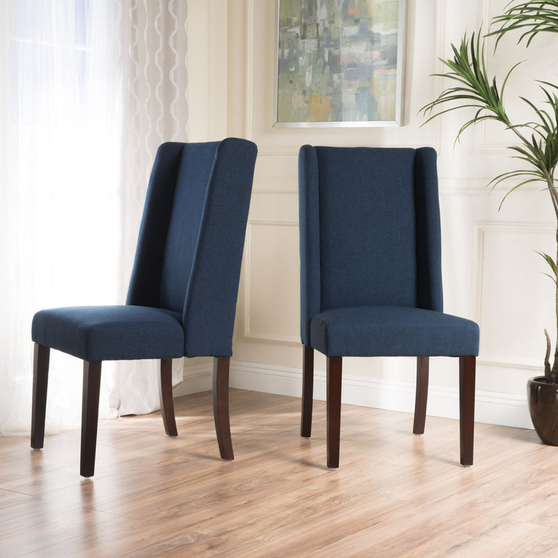 High Back Dining Chair With Wingback Design (Set of 2)
