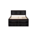 Full Bed with Bookcase Headboard, Under bed Storage Drawers and Bed End Storage Case,Espresso