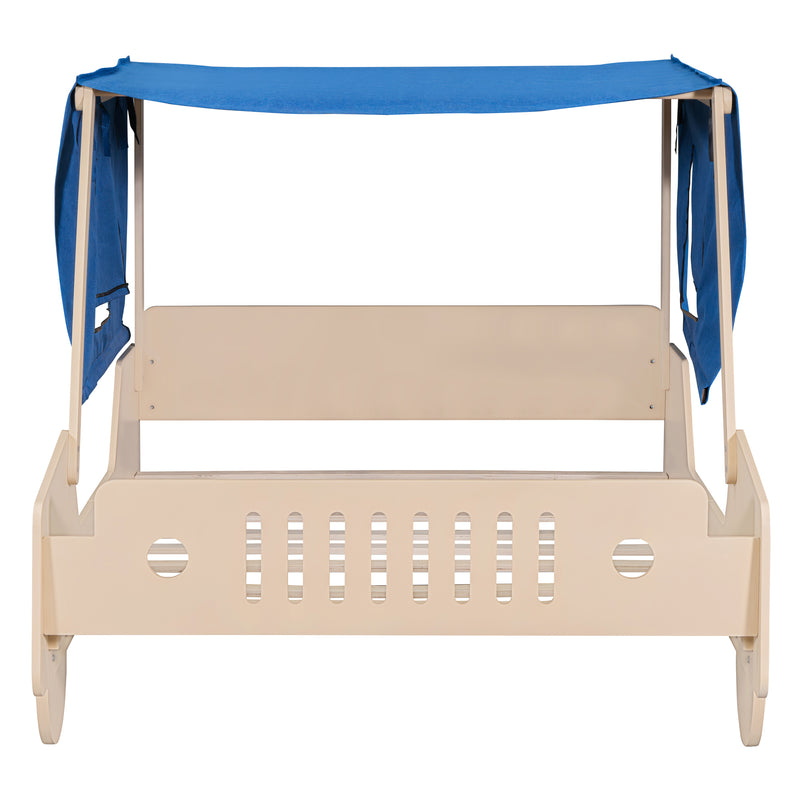 Full Size Car Shaped Bed with Tents,Natural