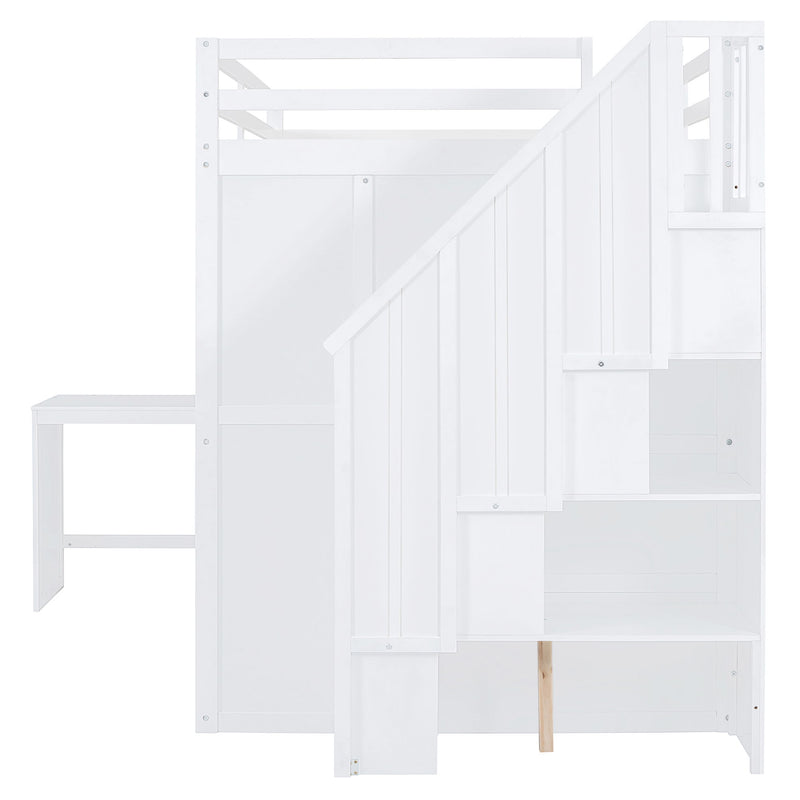 Loft Bed With Wardrobe, Desk And Shelves