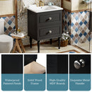 Bathroom Vanity Cabinet With Ceramic Sink Combo Set, Frame Modern Bathroom Storage Cabinet With 2 Drawers - Black