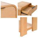 Modern 1 Drawer Waterfall Nightstand With Mid Century Design - Natural