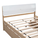 Modern Full Bed Frame With Twin Size Trundle And 2 Drawers For White High Gloss With Light Oak Color