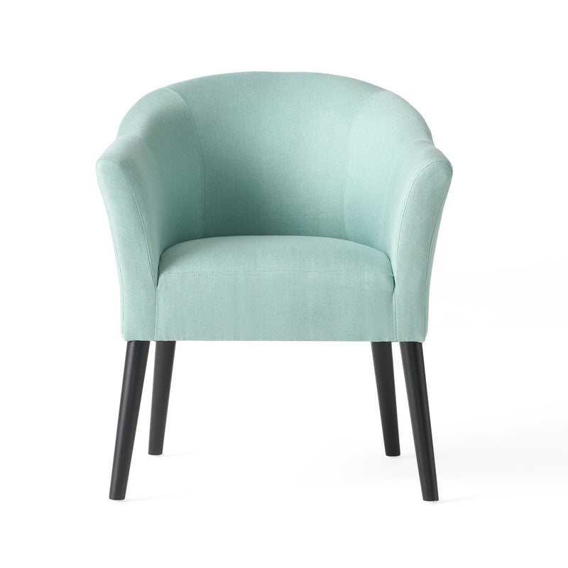 Sonorous - Upholstered Accent Chair With Low Back And Wood Legs - Light Blue / Black