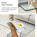Artistic Rectangular Coffee Table With Tempered Glass Countertop