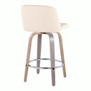 Toriano - Contemporary Fixed Height Counter Stool With Swivel & Round Footrest Modern Design (Set of 2)