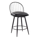 Riley - Farmhouse Fixed Height Counter Stool With Swivel With Round Footrest (Set of 2) - Matte Black