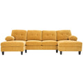 U-Shaped Sectional Sofa 103.5" Black Chenille Fabric Couch With Dual Chaise Lounges, Storage Pockets, Armrest Pillows