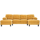 U-Shaped Sectional Sofa 103.5" Black Chenille Fabric Couch With Dual Chaise Lounges, Storage Pockets, Armrest Pillows