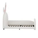 Upholstered Rabbit-Shape Princess Bed With Headboard And Footboard