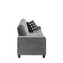 Modern Corduroy Fabric Sofa, 3 Seater Compressed Couch With Cup Holders