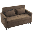 Pull-Out Sleeper Sofa With Reversible Backrest Cushion, Side Pockets, 2 USB Ports And A Phone Holder For Living Room