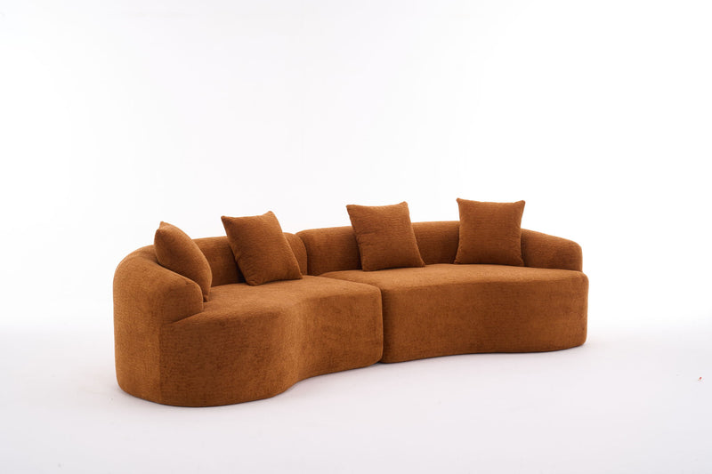 4 Seater Sofa With Chenille Fabric, 30D, 60 Hardness Full Sponge, 4 Pillow For Living Room, Home Furniture Sleeper Sectional Sofa For Apartment