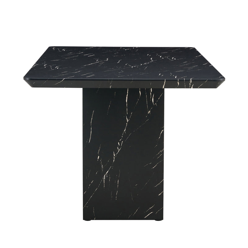 Modern Dining Table With Marbled Design For Luxurious Elegance - Black