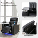 Premium Power Recliner & Storage Arms, Cupholders, Swivel Tray Table And Cell Phone Stand - Black